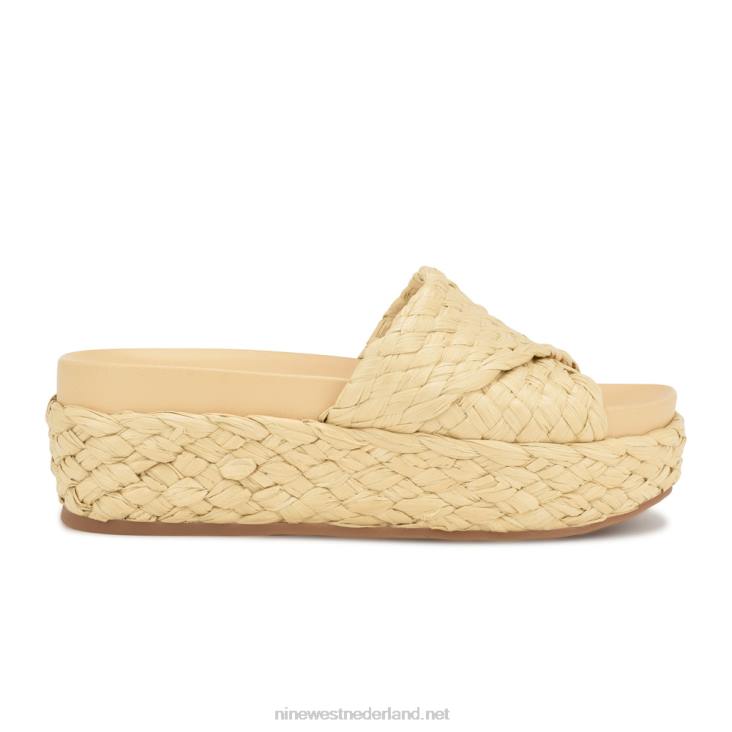 canni espadrillesandalen met glijbaan Nine West 62LB647 natuurlijke raffia