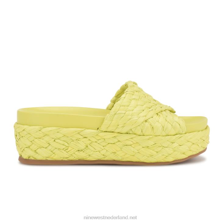 canni espadrillesandalen met glijbaan Nine West 62LB648 limoengroene raffia