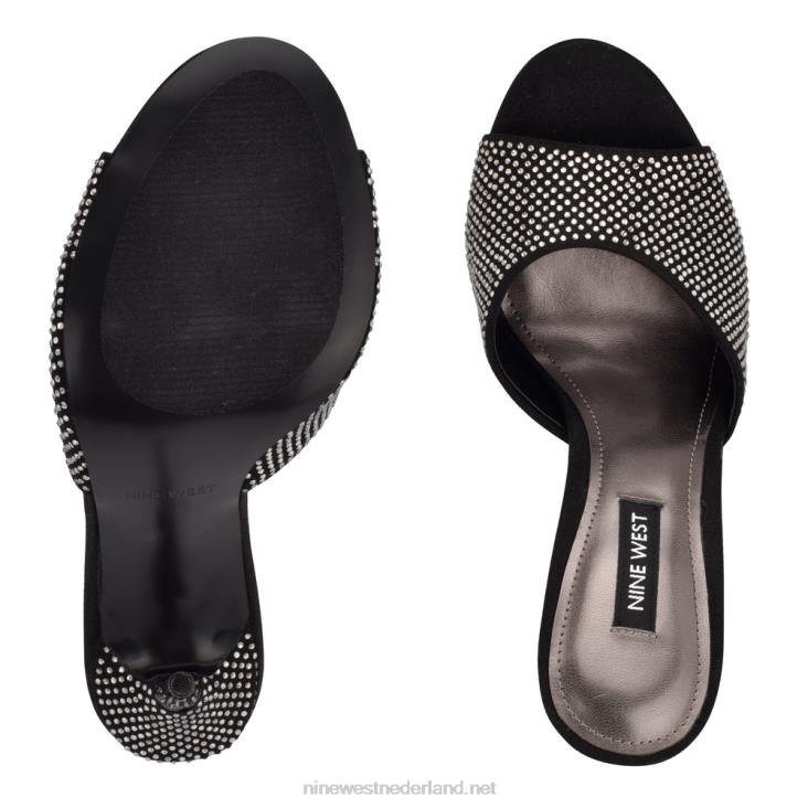 diva\'s sandalen met hak Nine West 62LB1892 zwart glinsterend suède