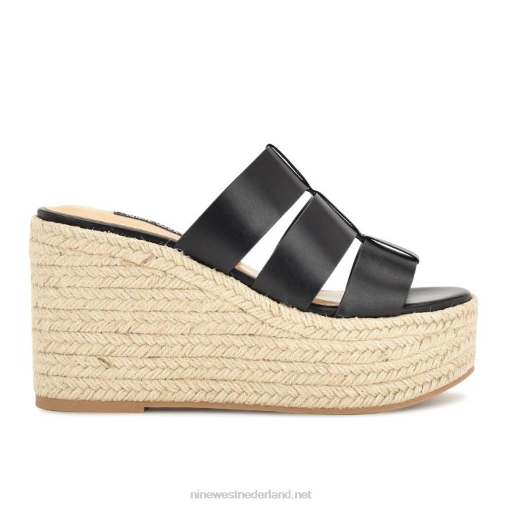 keran espadrille slide sandalen Nine West 62LB672 zwart