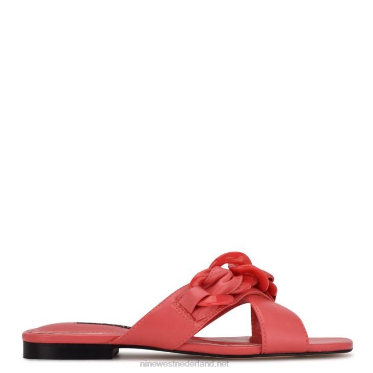 mistige sandalen met platte slede Nine West 62LB1052 koraal