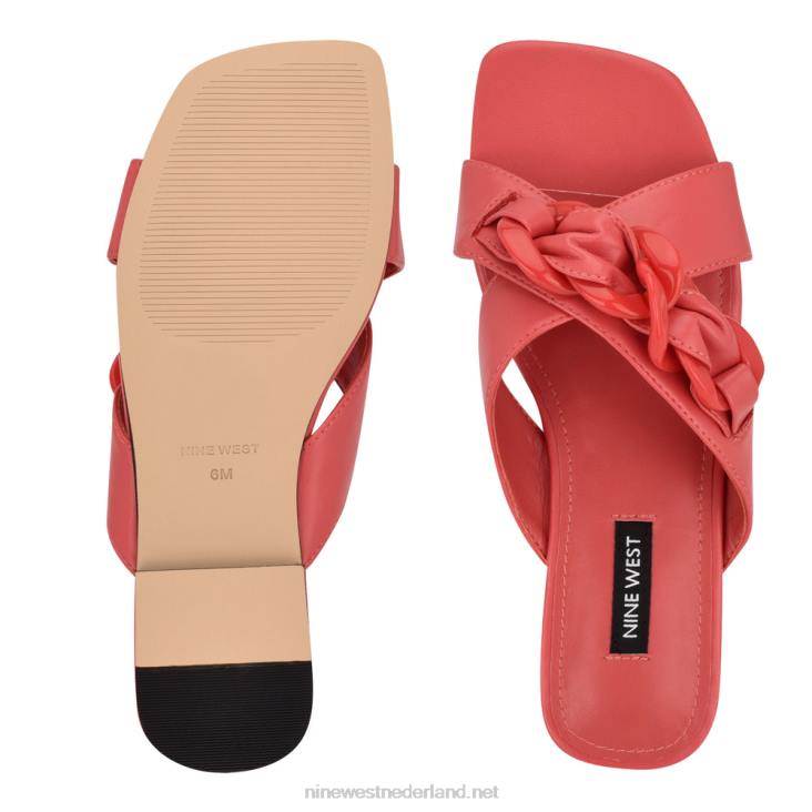 mistige sandalen met platte slede Nine West 62LB1052 koraal