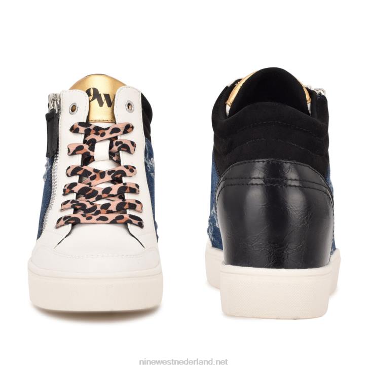 ton hoge sneakers met verborgen sleehak Nine West 62LB885 zwart/denim