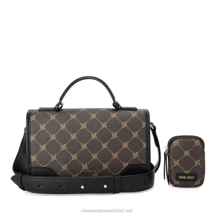 Brooklyn crossbody-flap Nine West 62LB2675 bruin zwart