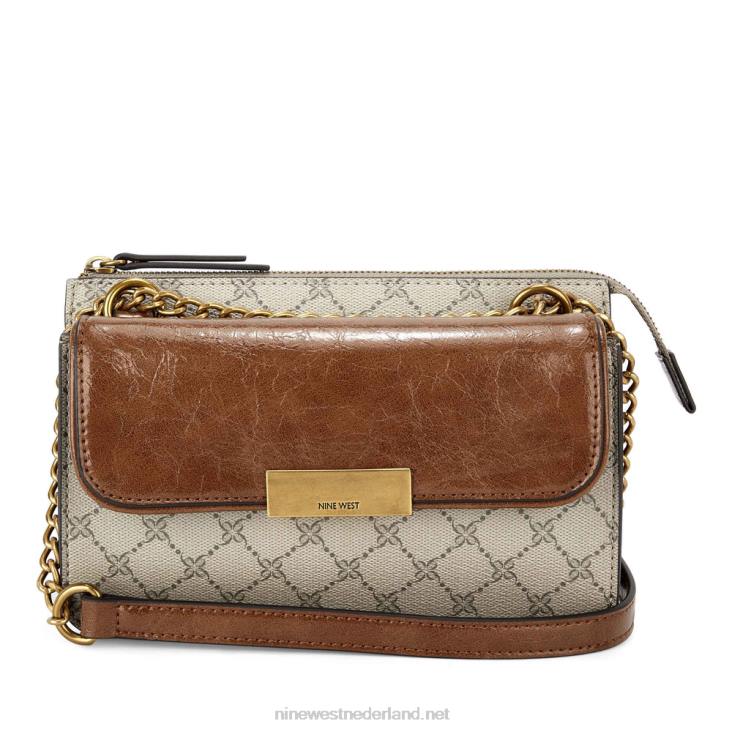 susan cnvrtble xbdy ritssluiting aan de bovenkant Nine West 62LB2655 beige logo/bruin