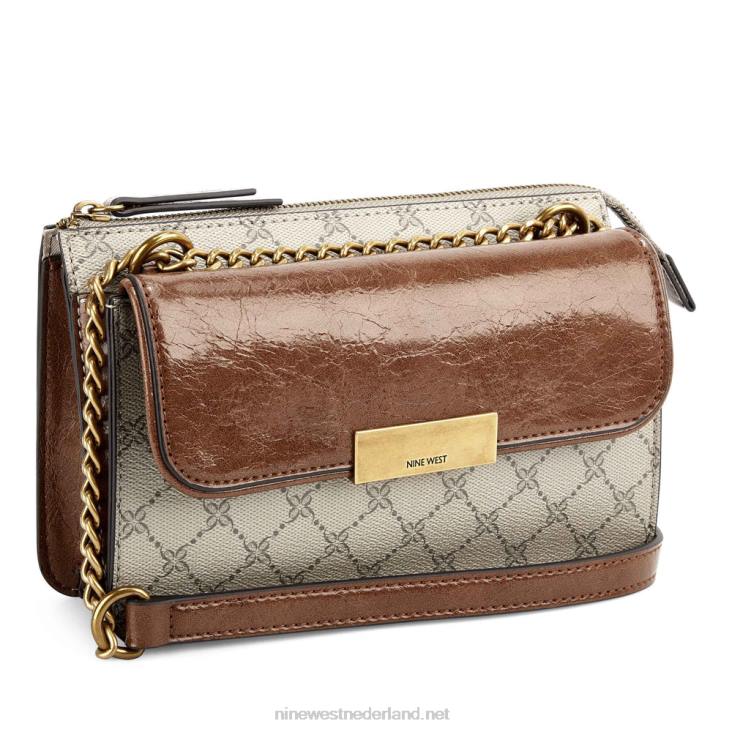 susan cnvrtble xbdy ritssluiting aan de bovenkant Nine West 62LB2655 beige logo/bruin